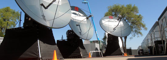 3 huge Gigasat FA370 dishes for the EBU & SKY UK transmissions in Montreal, Canada