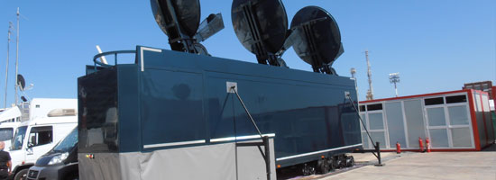 We are in Valencia with out Tripple Dish Trailer in which we will use for the EBU Worldfeed and for SKY UK (england)