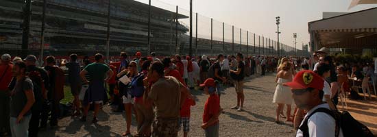 Race day, the circuit is filled with the 'Tifosi' for supporting Ferrari at Monza, Italy.